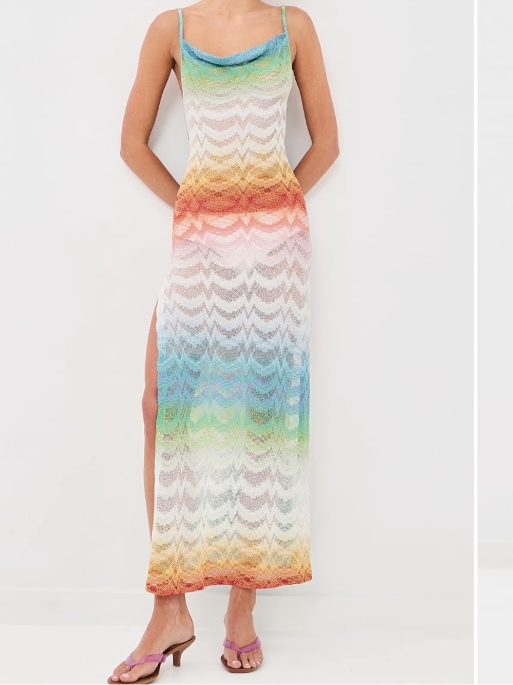 Missoni Cowl Neck Long Cover Up Dress Maxi Dress in Multicolor Size 44